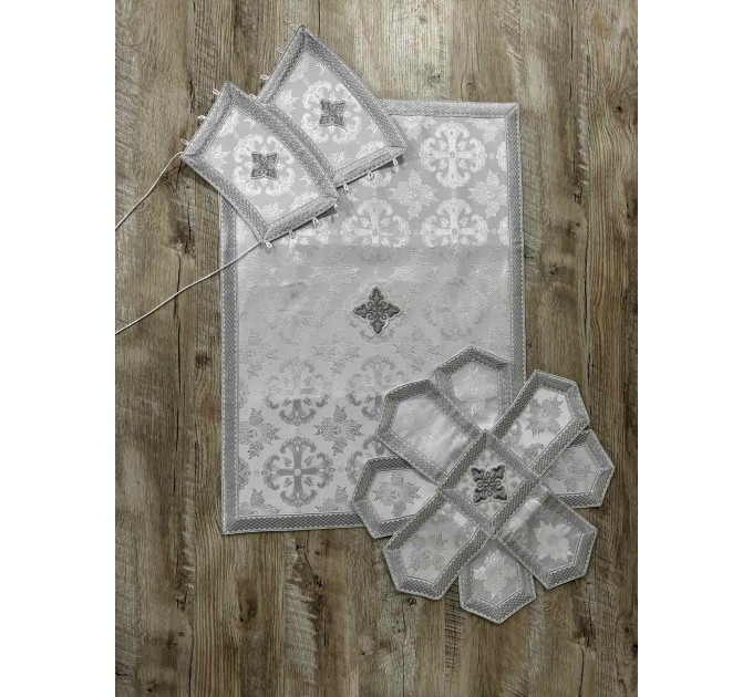 White-gold greek vestment - Priest liturgical vestment set - Phelon, stole, cuff