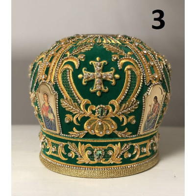 Green Mitra - Сrown - Mitre - Miter - Archbishop's mithra - Mithras - Orthodox bishop's mitra