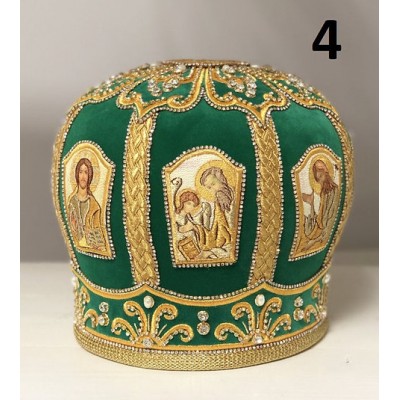 Green Mitra - Сrown - Mitre - Miter - Archbishop's mithra - Mithras - Orthodox bishop's mitra