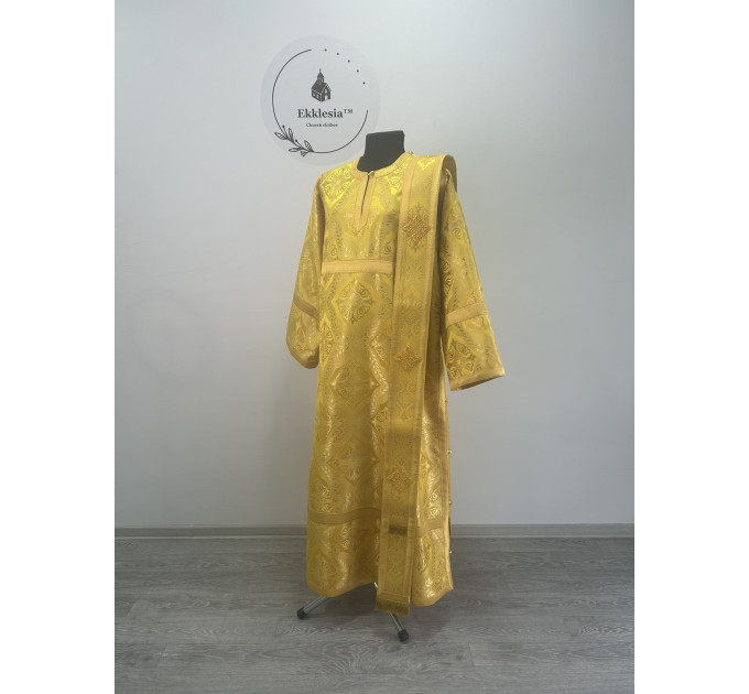 Brocade vestment for deacon - Stichar and orar in yellow-gold silk brocade