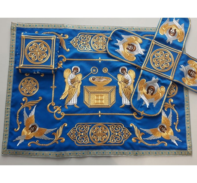 Embroidered orthodox chalice covers set of aer and 2 vup veils