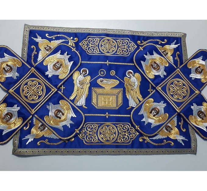 Embroidered orthodox chalice covers set of aer and 2 vup veils