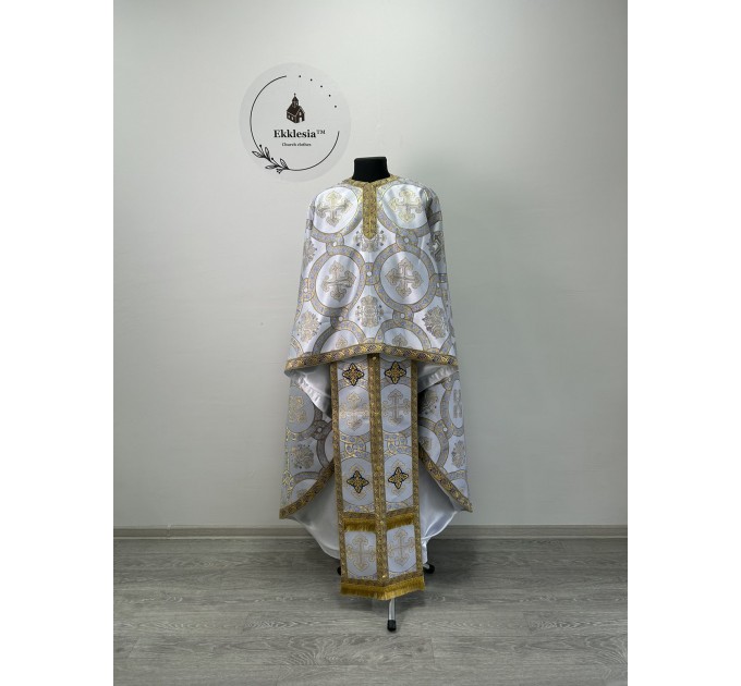 Orthodox priest liturgical vestment in Greek brocade