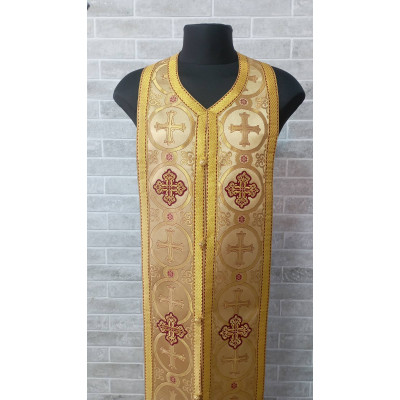 Bishop's Communion set in brocade - Bishop Stole and cuffs in brocade - Bishop set - Small omophorion - Epitrachilion and cuffs