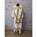 White Bishop's Vestments with green trims - Vestments for Bishop - Archbishop vestments