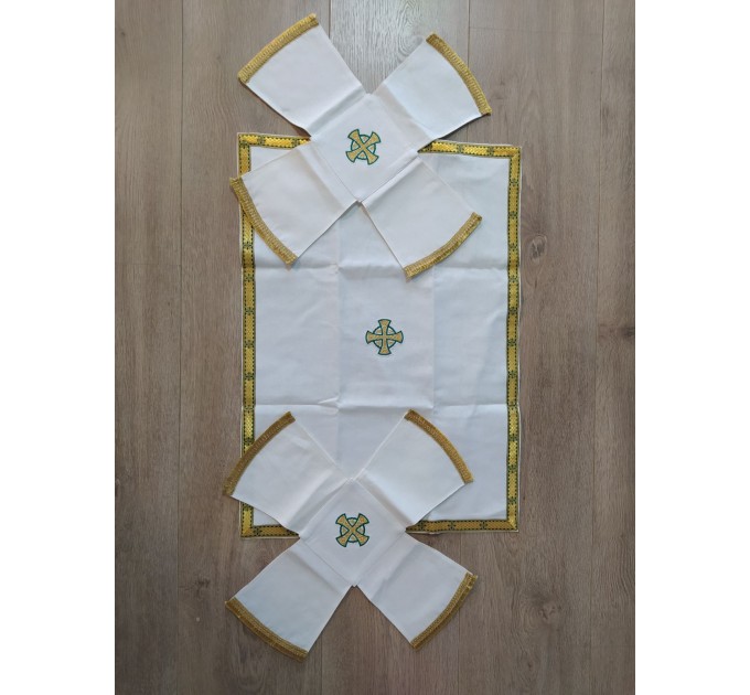 White Bishop's Vestments with green trims - Vestments for Bishop - Archbishop vestments