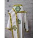 White Bishop's Vestments with green trims - Vestments for Bishop - Archbishop vestments