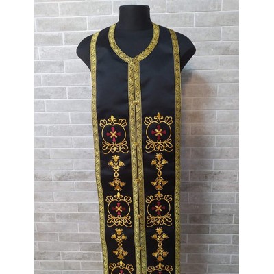 Embroidered Stole and cuffs in satin - Communion set - Priest's set - Orthodox set