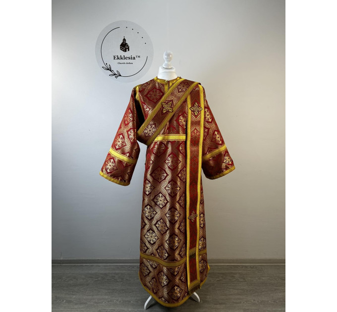 Brocade vestment for deacon - Stichar and orar in red-gold silk brocade