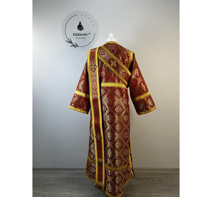 Brocade vestment for deacon - Stichar and orar in red-gold silk brocade