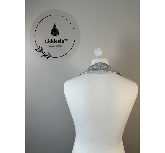 Communion set: stole and cuffs in white brocade - Priest's liturgy communion set