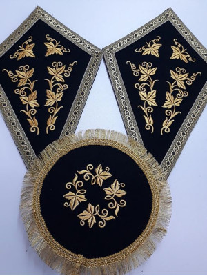 Embroidered altar cross and lamp stands - Orthodox liturgical element church set