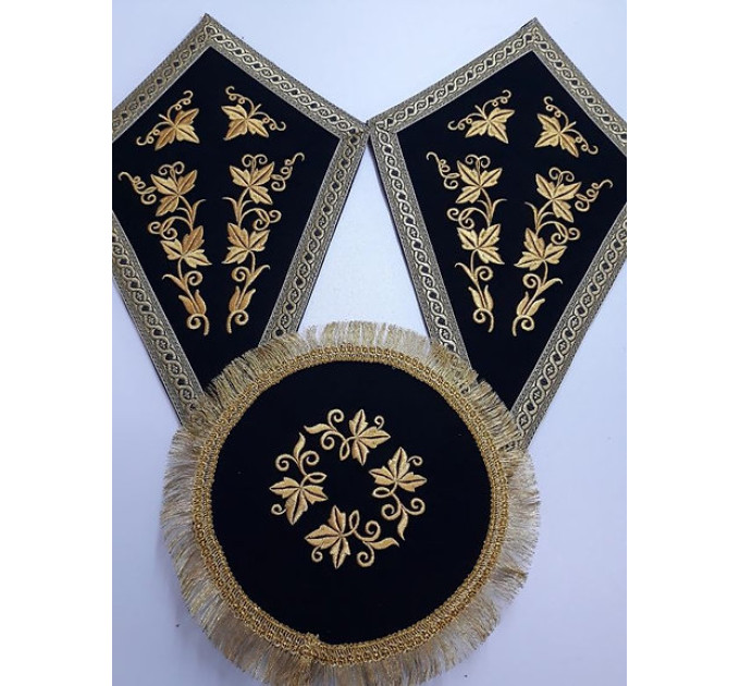 Embroidered altar cross and lamp stands - Orthodox liturgical element church set