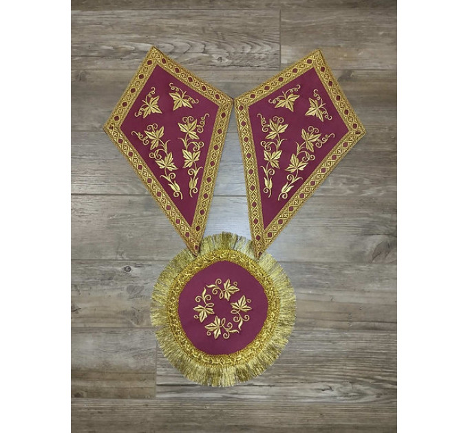 Embroidered altar cross and lamp stands - Orthodox liturgical element church set
