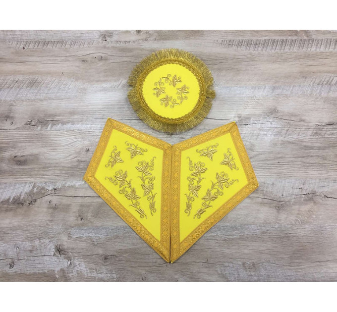 Embroidered altar cross and lamp stands - Orthodox liturgical element church set