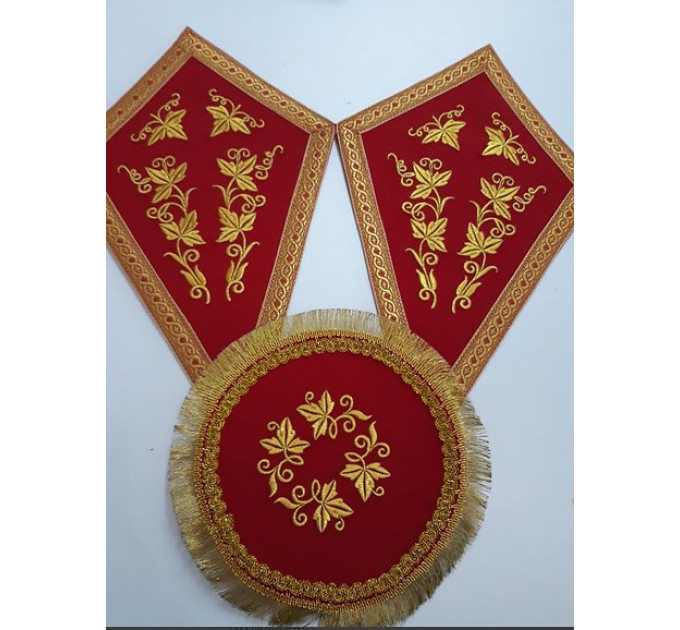 Embroidered altar cross and lamp stands - Orthodox liturgical element church set