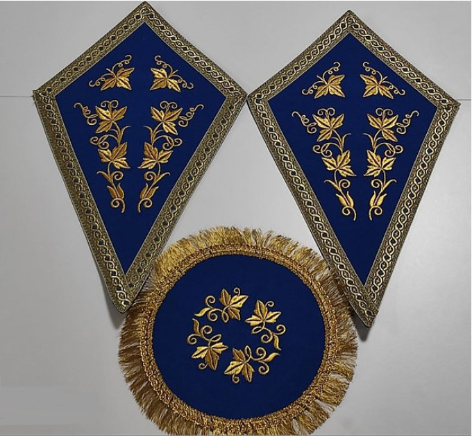 Embroidered altar cross and lamp stands - Orthodox liturgical element church set