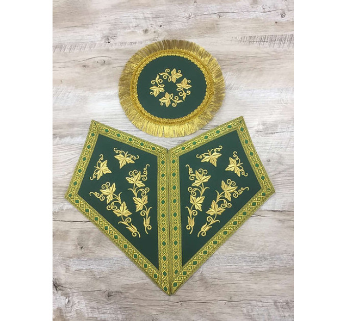 Embroidered altar cross and lamp stands - Orthodox liturgical element church set