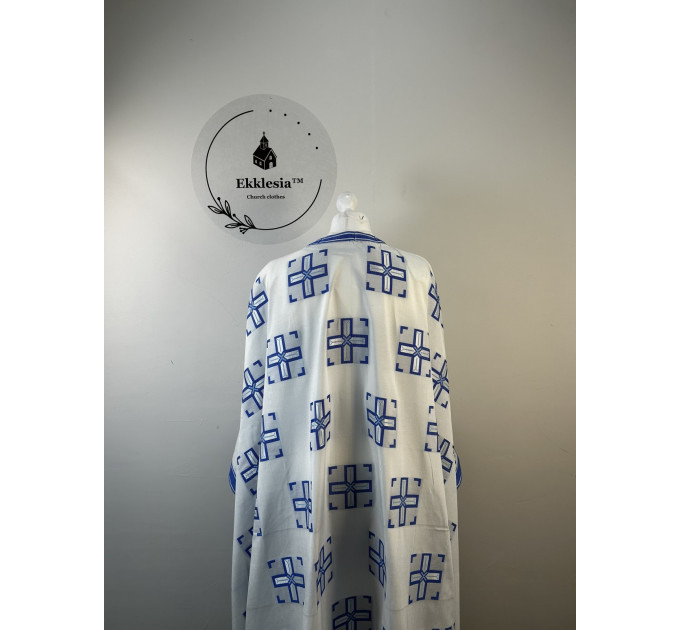 Greek vestment set for priest - Liturgical priest vestmet set white-blue