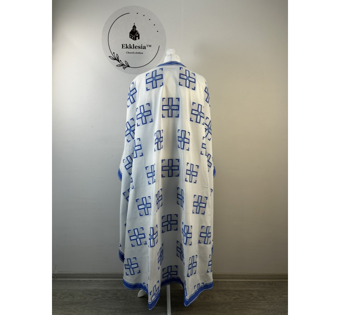 Greek vestment set for priest - Liturgical priest vestmet set white-blue