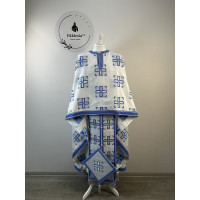 Greek vestment set for priest - Liturgical priest vestmet set white-blue