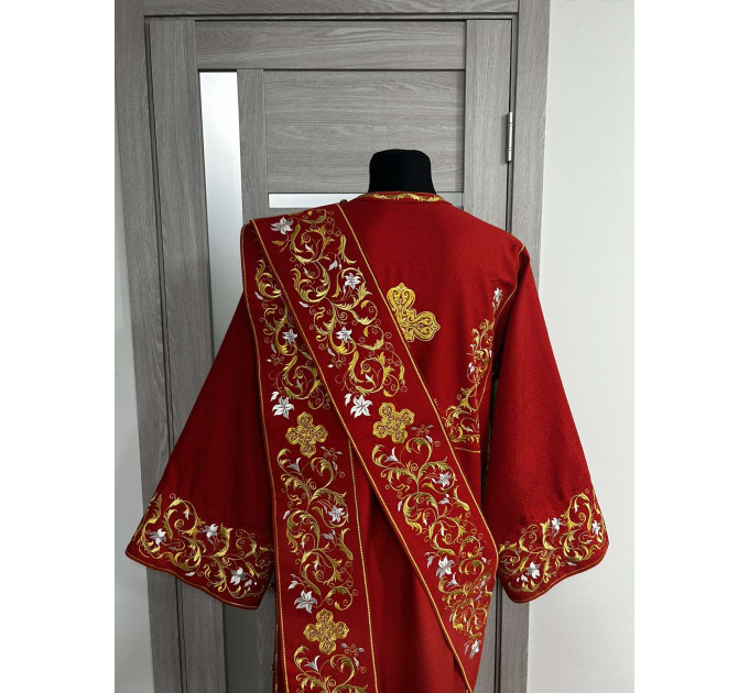 Green embroidered Deacon's vestments set - Deacon's alb - Orthodox Vestment