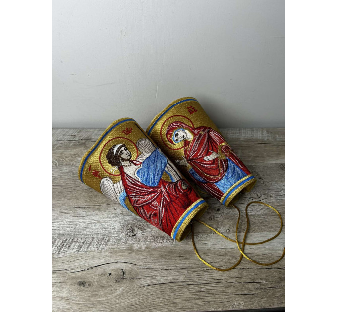 Annunciation Feast embroidered cuffs - Priest's cuffs - epimanikia