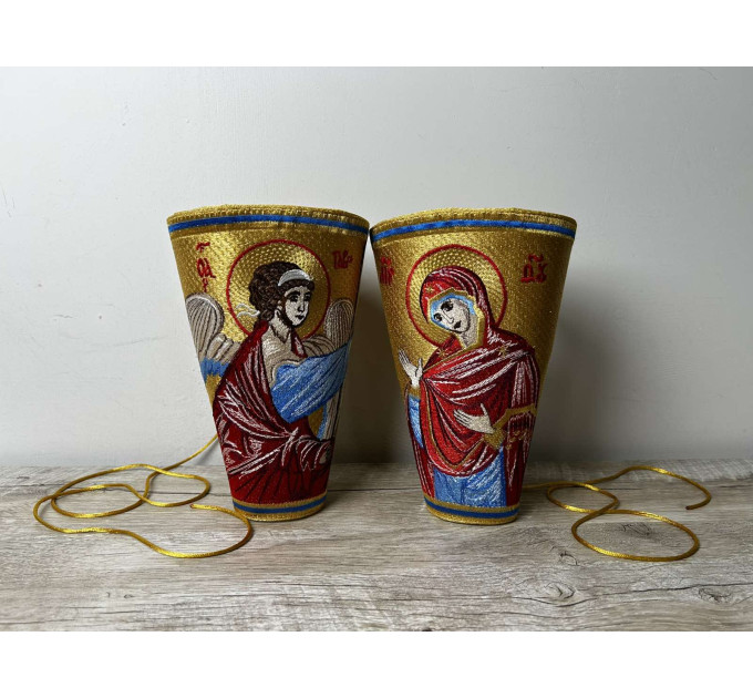 Annunciation Feast embroidered cuffs - Priest's cuffs - epimanikia