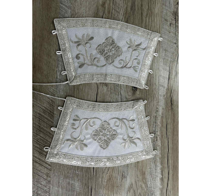 Embroidered white priest stole and cuffs - Epitrachil and cuffs - Communion set