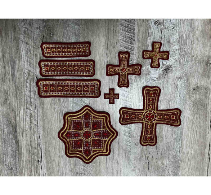 Orthodox Set of 36 embroidered crosses for Orthodox Greek style vestments