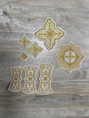 Set of 36 Bishops vestment set crosses - Embroidered patch crosses set