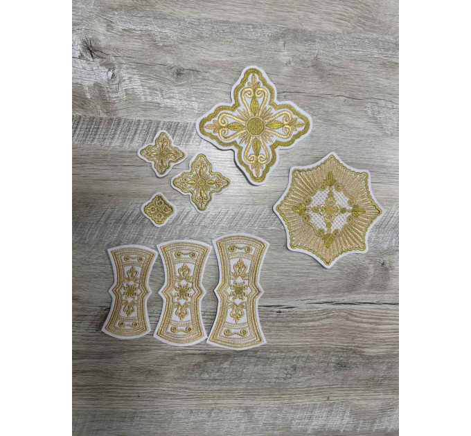 Set of 36 Bishops vestment set crosses - Embroidered patch crosses set