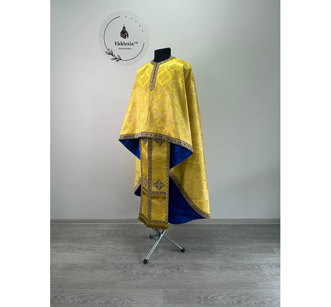 Yellow priest vestment set in brocade - Greek-style vestment - Orthodox vestment