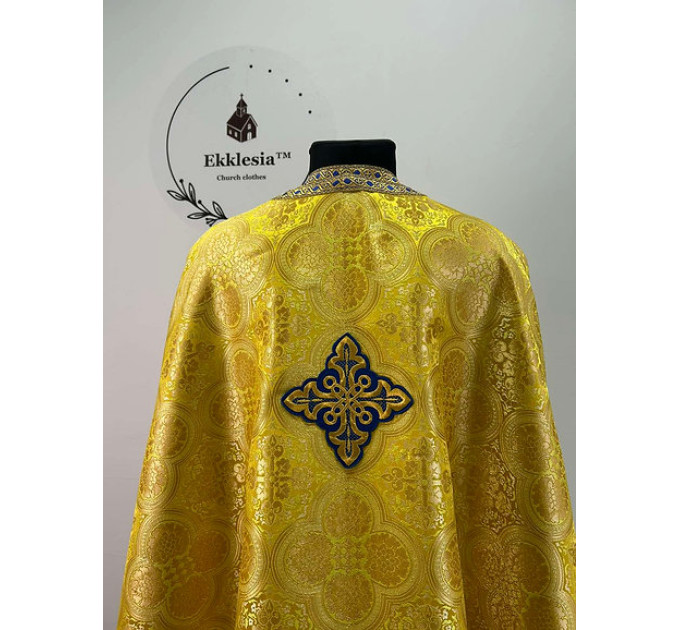 Yellow priest vestment set in brocade - Greek-style vestment - Orthodox vestment