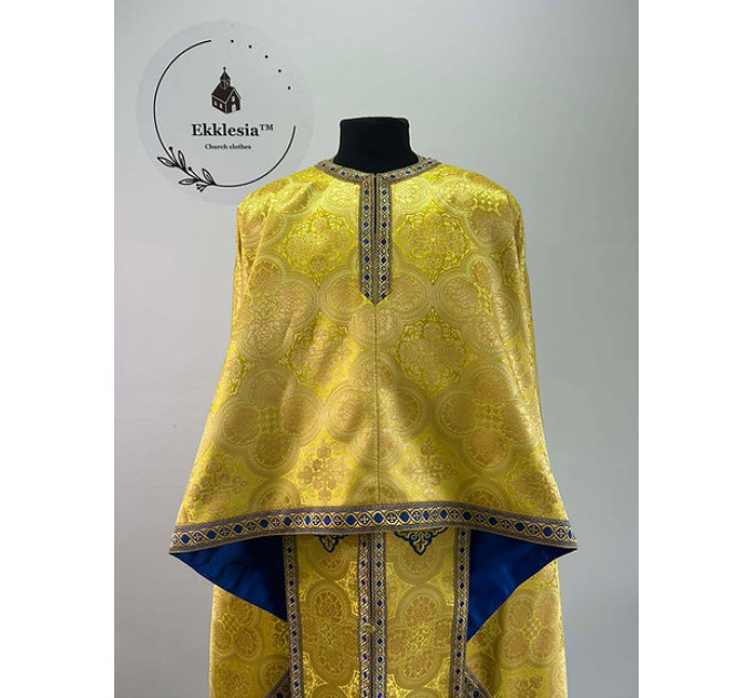 Yellow priest vestment set in brocade - Greek-style vestment - Orthodox vestment