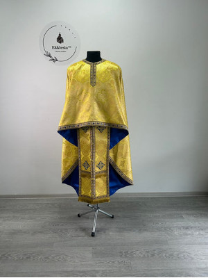Yellow priest vestment set in brocade - Greek-style vestment - Orthodox vestment