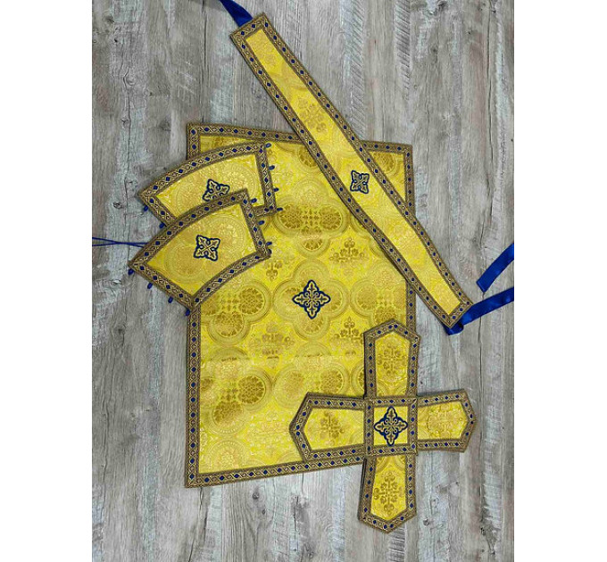 Yellow priest vestment set in brocade - Greek-style vestment - Orthodox vestment