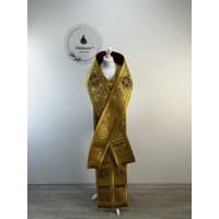 Bishop's Communion set in nonmetallic brocade - Bishop Stole and cuffs in brocade - Bishop set - Small omophorion - Epitrakhilion and cuffs