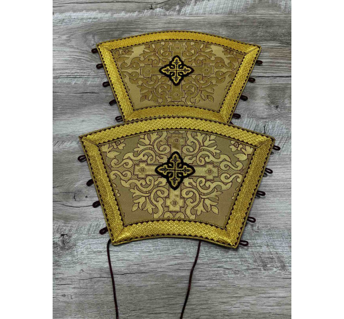 Bishop's Communion set in nonmetallic brocade - Bishop Stole and cuffs in brocade - Bishop set - Small omophorion - Epitrakhilion and cuffs