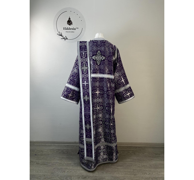 Church vestment set for Lent - Orthodox sticharion, double orar, and cuffs set