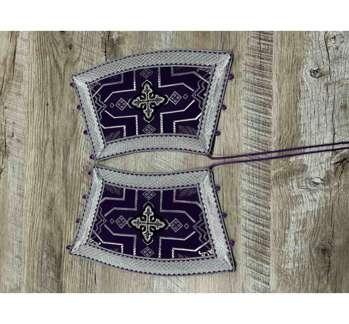 Church vestment set for Lent - Orthodox sticharion, double orar, and cuffs set