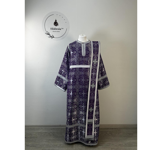 Church vestment set for Lent - Orthodox sticharion, double orar, and cuffs set