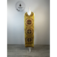 Priest's stole and cuffs - Communion set in brocade - Orthodox priest set