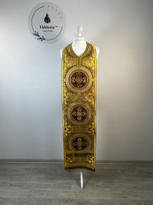 Priest's stole and cuffs - Communion set in brocade - Orthodox priest set