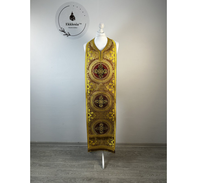 Priest's stole and cuffs - Communion set in brocade - Orthodox priest set