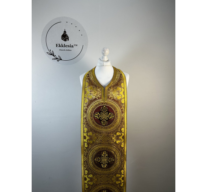 Priest's stole and cuffs - Communion set in brocade - Orthodox priest set