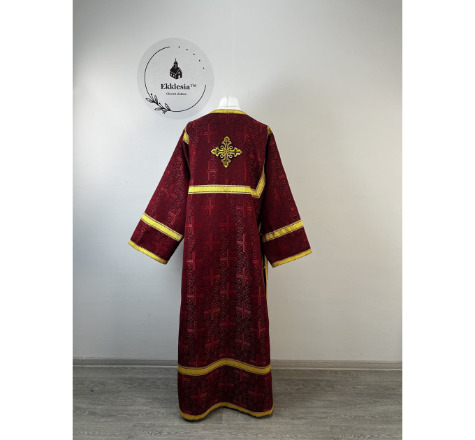 Burgundy brocade sticharion - Orthodox stikhar - Altar Server Reader robe