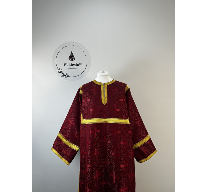 Burgundy brocade sticharion - Orthodox stikhar - Altar Server Reader robe