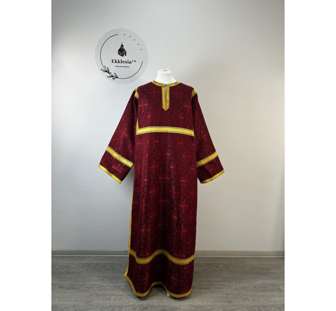 Burgundy brocade sticharion - Orthodox stikhar - Altar Server Reader robe