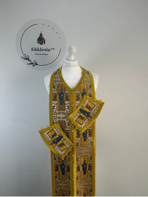 Communion set in unique brocade - Stole and cuffs - Priest's set